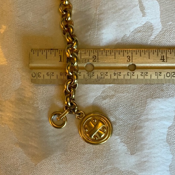 Heavy Gold-plated Chain Bracelet with Large Gold Disk and Medieval Cross Patten - Picture 7 of 7